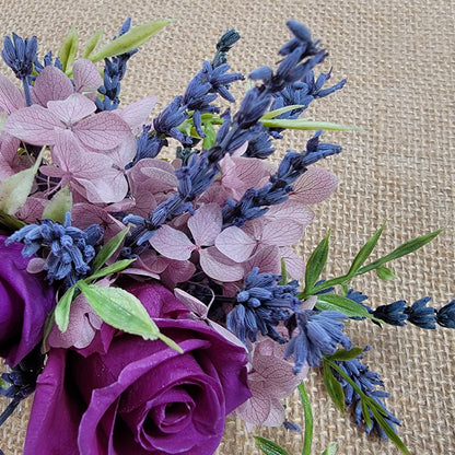 Preserved Rose & Lavender Hair Comb: Boho Bridal Hair Accessory