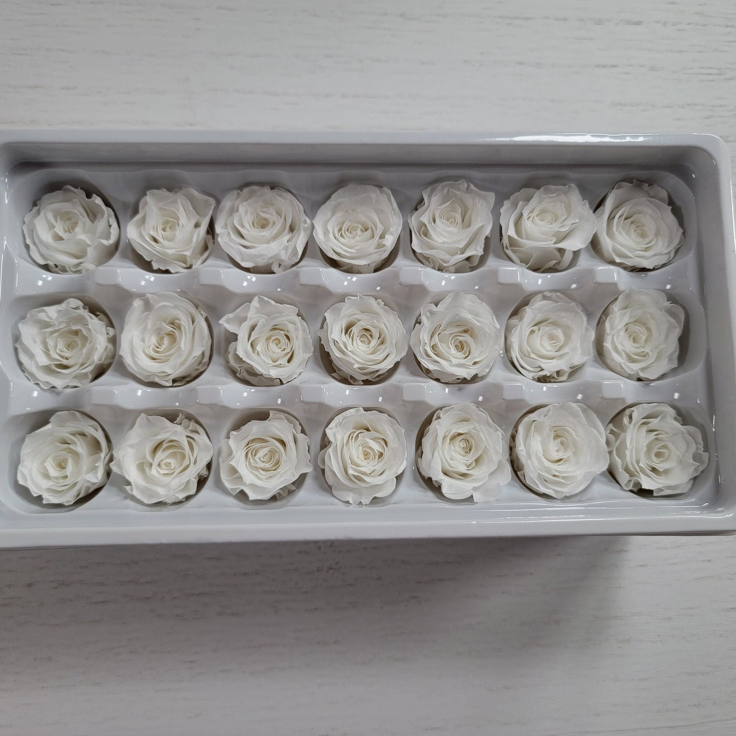 21 White Preserved Roses: Natural Dried Flowers for Wedding Bouquet