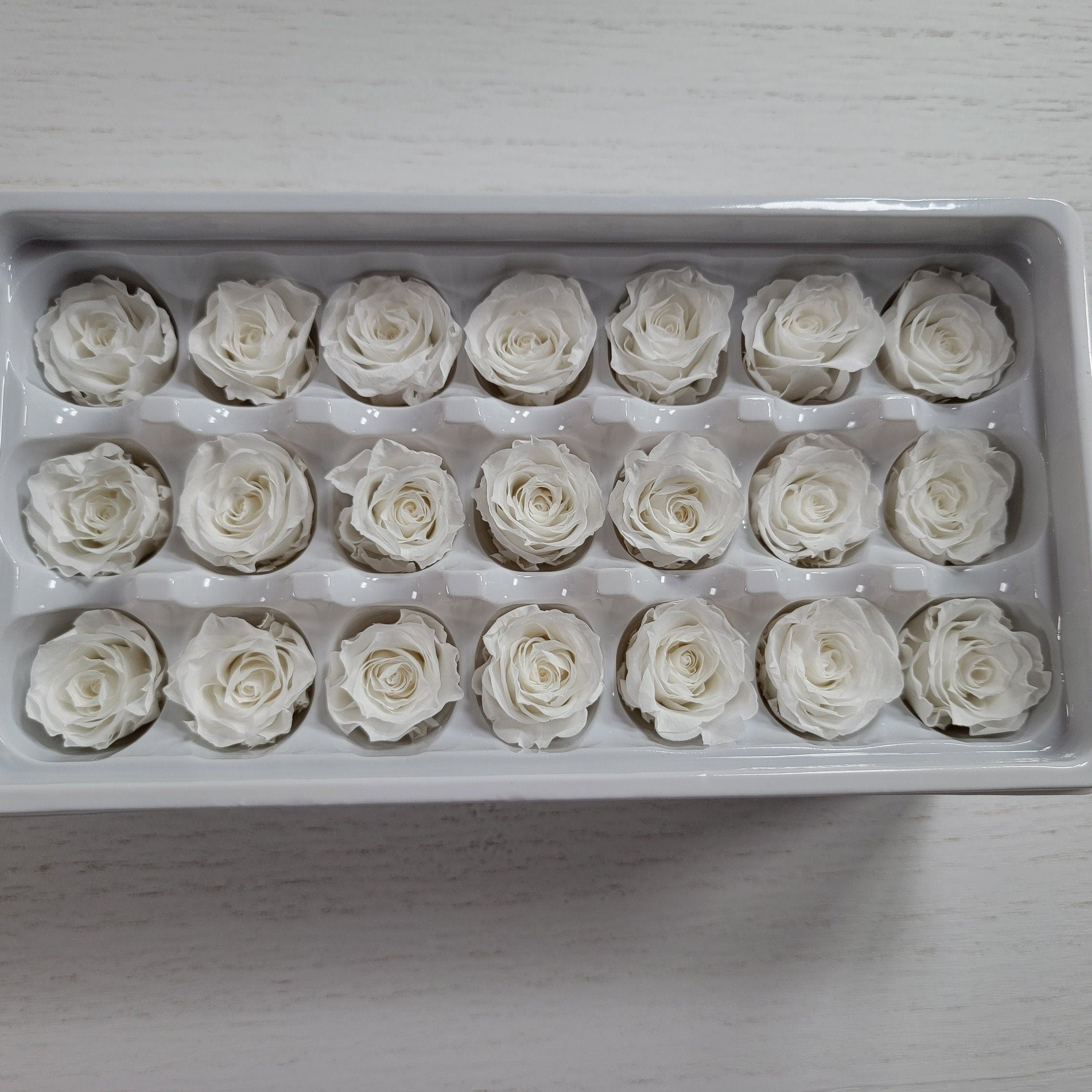 21 White Preserved Roses: Natural Dried Flowers for Wedding Bouquet