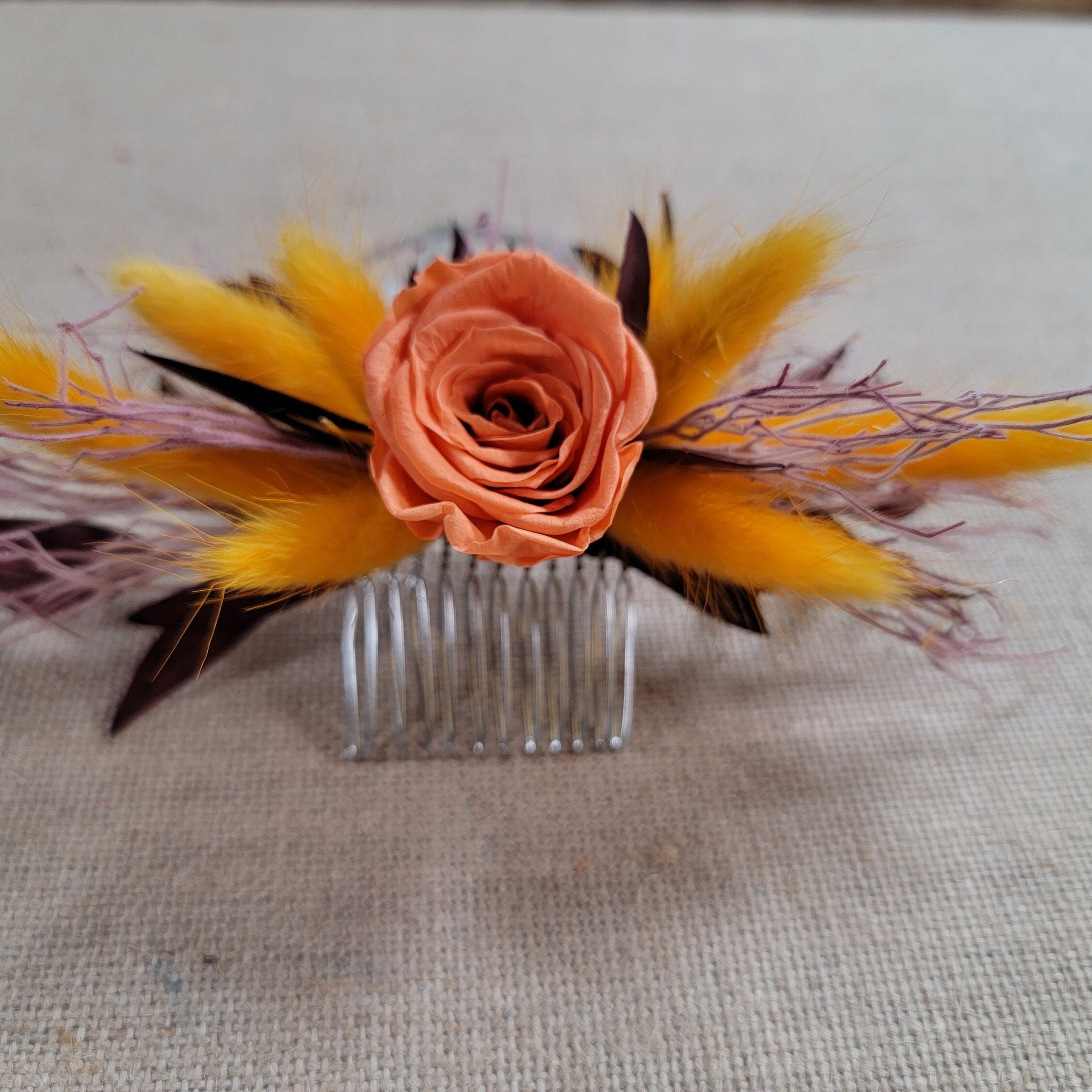 Dried Flower Hair Comb: Rustic Fall Wedding Hair Accessory