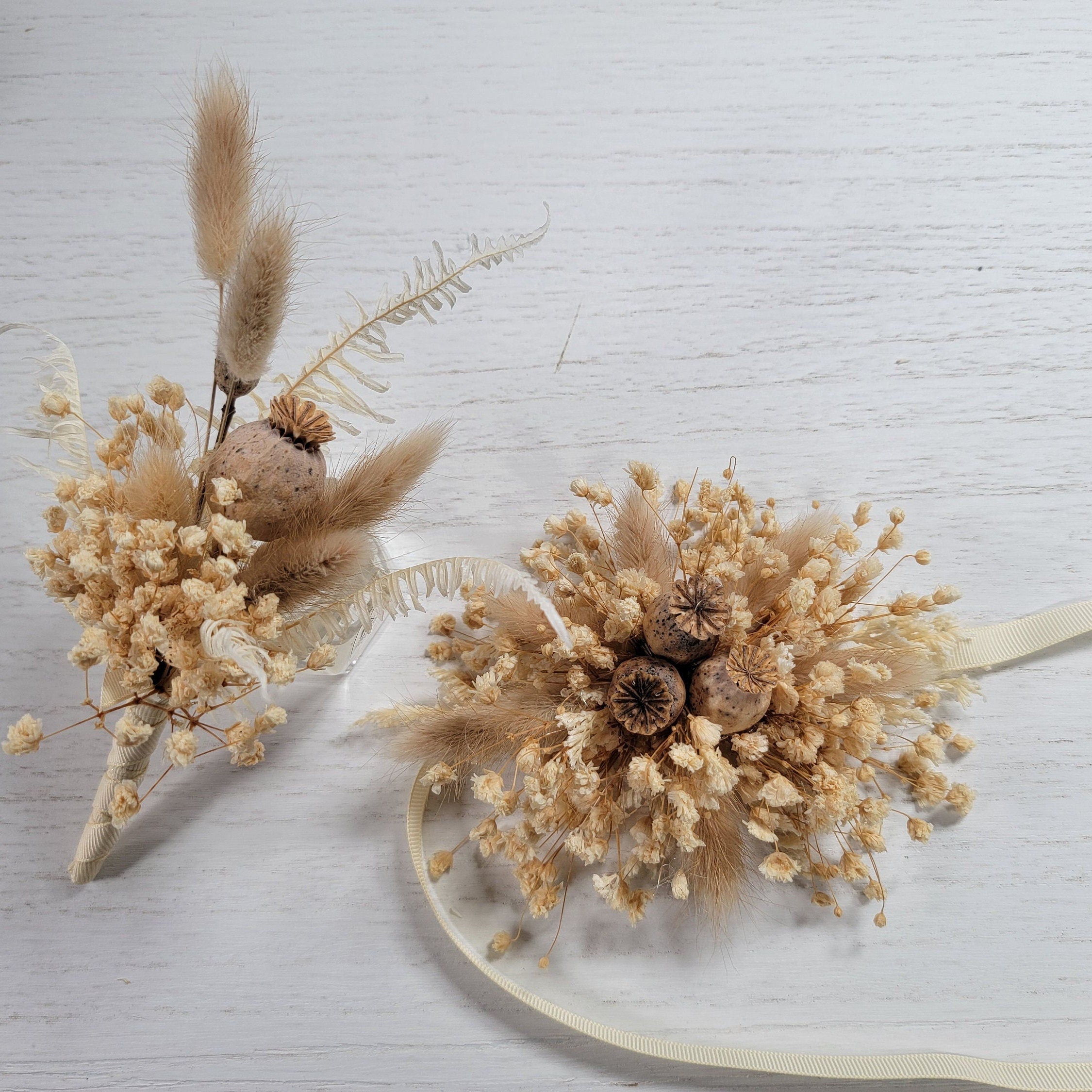 preserved Dried flower wrist corsage. boutonnier for wedding/ prom