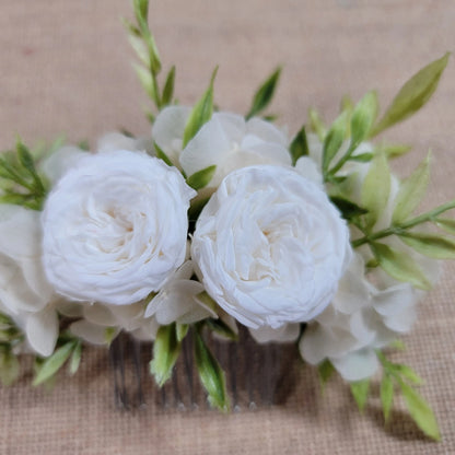Preserved Rose & Hydrangea Hair Comb: Boho Bridal Accessory