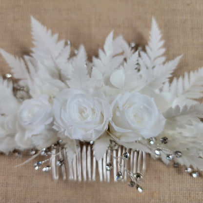 21 White Preserved Roses: Natural Dried Flowers for Wedding Bouquet