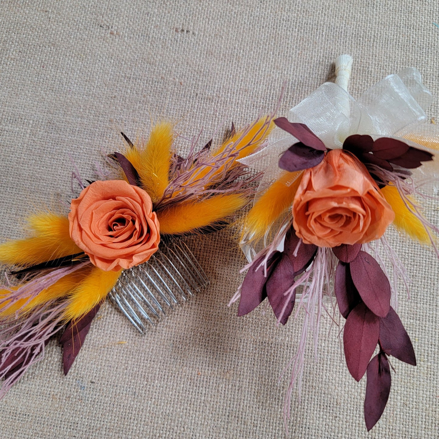 Dried Flower Hair Comb: Rustic Fall Wedding Hair Accessory