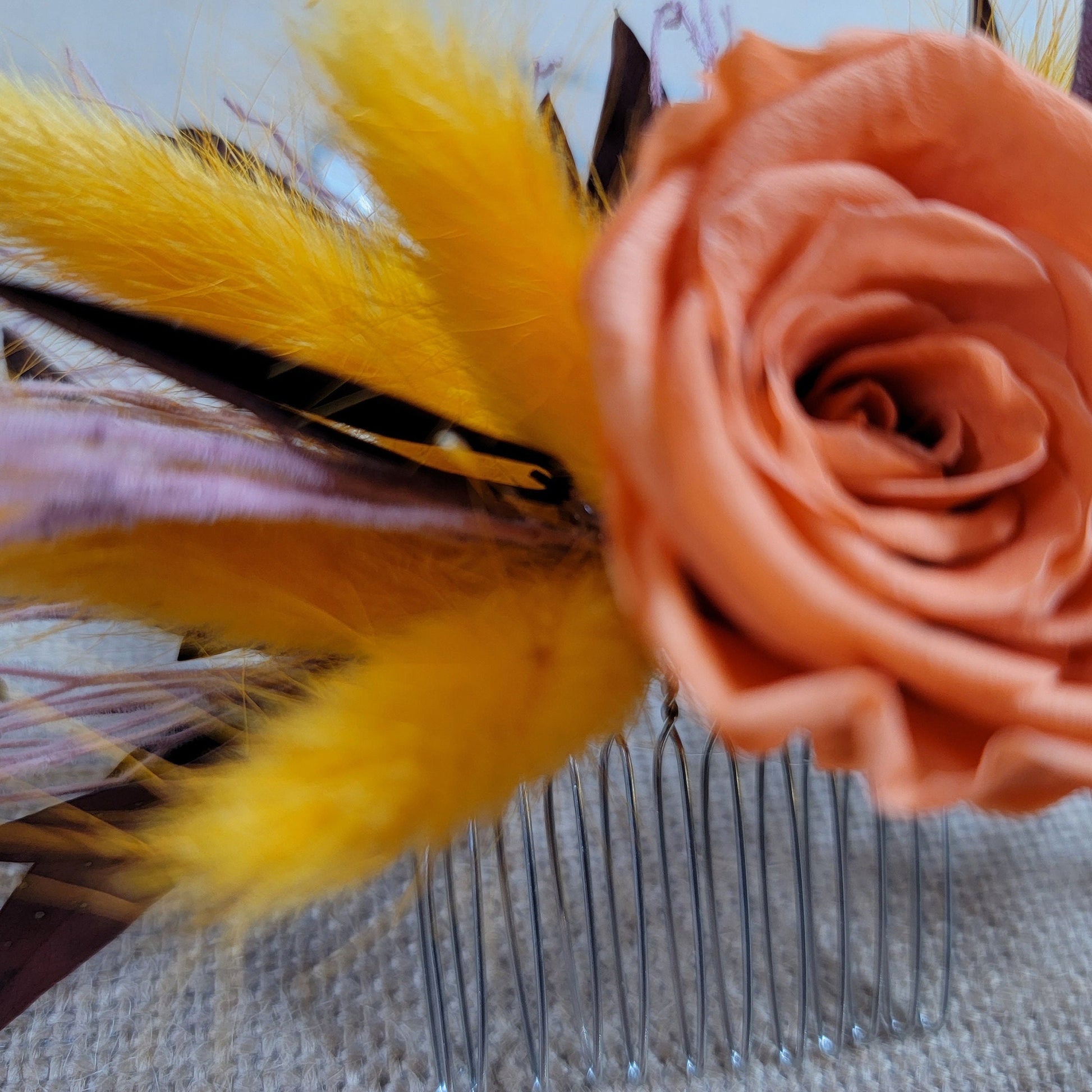 Dried Flower Hair Comb: Rustic Fall Wedding Hair Accessory