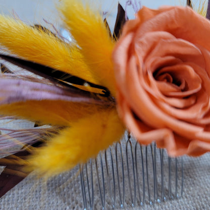 Dried Flower Hair Comb: Rustic Fall Wedding Hair Accessory