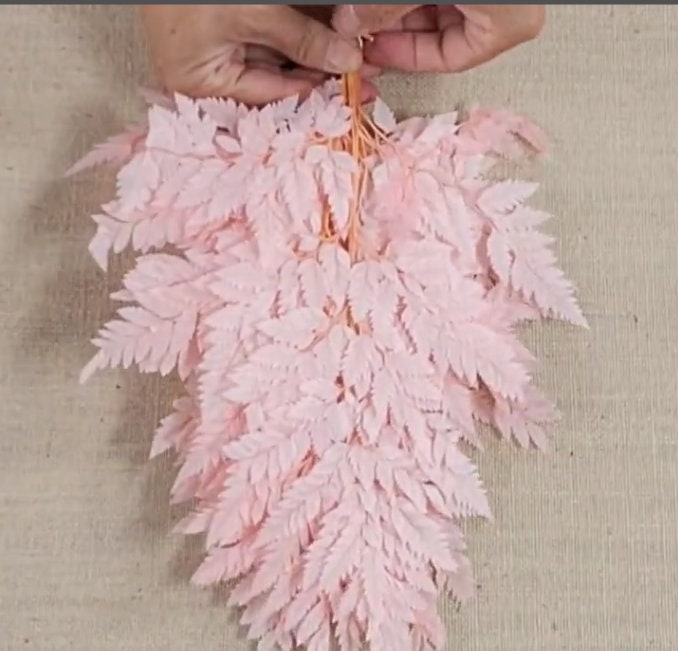 Preserved Pink Fern Stems: Soft Leather Leaf Floral Decor