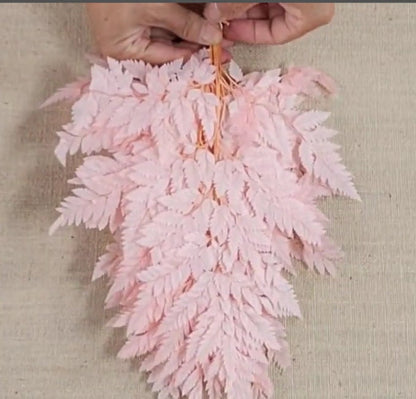 Preserved Pink Fern Stems: Soft Leather Leaf Floral Decor