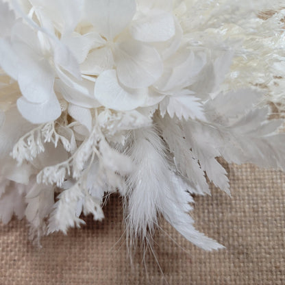 Rustic Dried Flower Wrist Corsage: Cream & White Wedding Accessory