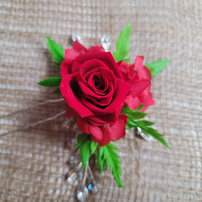 Preserved Rose Hair Pins: Dried Floral Wedding Hair Accessories