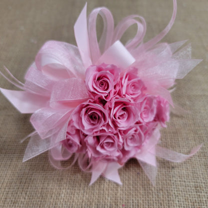 Preserved Pink Rose Wedding Bouquet: Bridesmaid Flowers, Matching Boutonniere