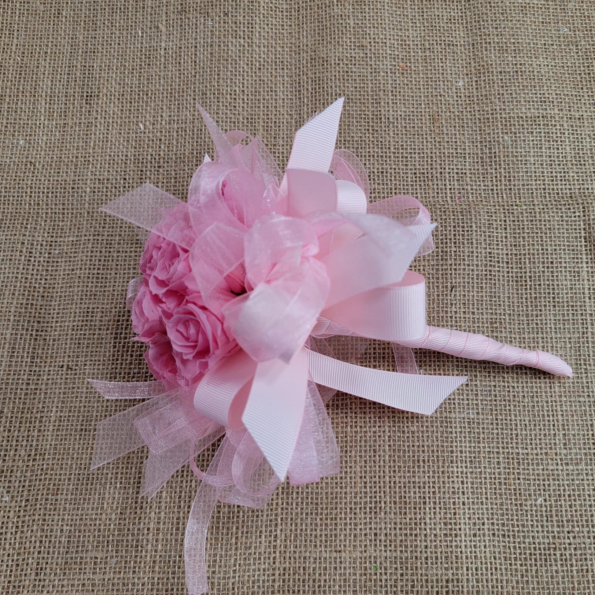 Preserved Pink Rose Wedding Bouquet: Bridesmaid Flowers, Matching Boutonniere