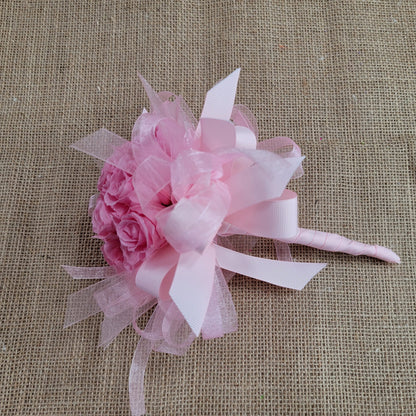 Preserved Pink Rose Wedding Bouquet: Bridesmaid Flowers, Matching Boutonniere