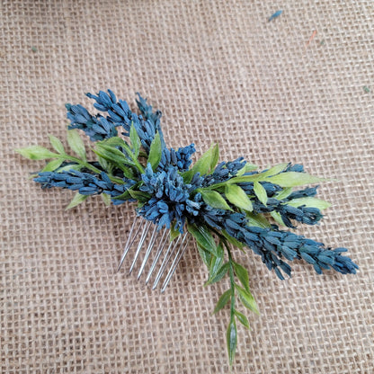 Preserved Lavender And Hair Comb For Weddings, Bridal Hair Clip, Boho Bridal Hair Pins, Dried Flower Comb, Greenery For Bridal Hair
