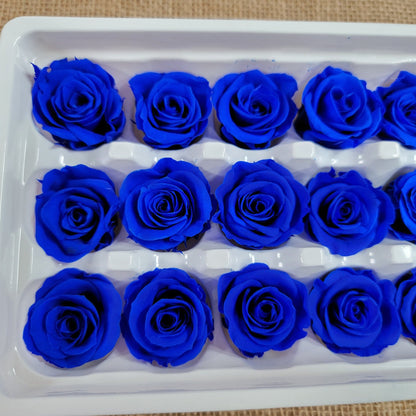 Blue Preserved Roses: Wedding Bouquet, Prom Decor - 21 Pack