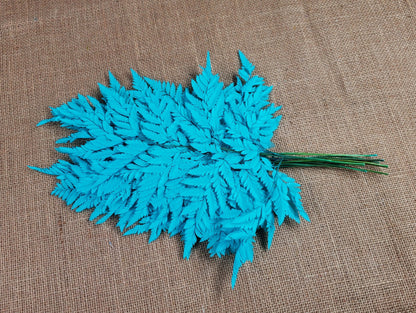 Preserved Leather Leaf Fern: Teal Floral Decor, 10 Stems