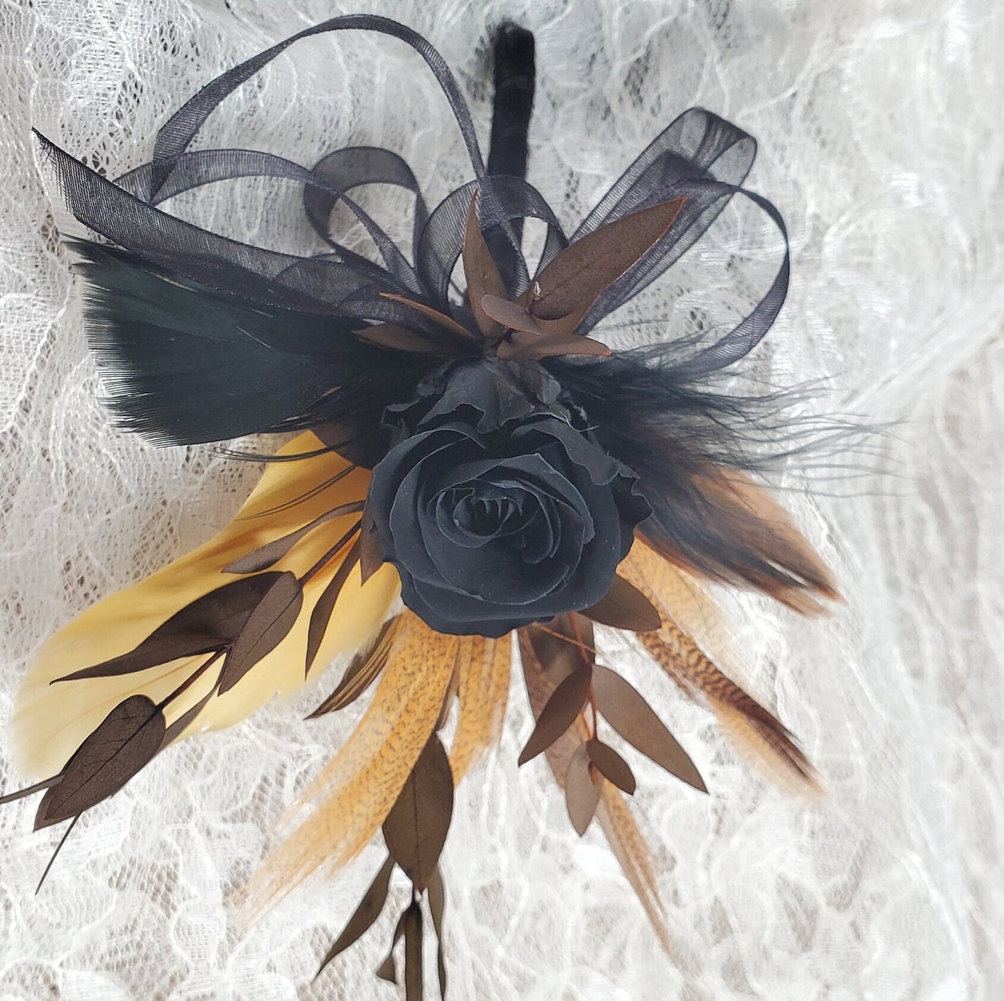 Black Preserved Rose Boutonniere: Wedding Prom Corsage