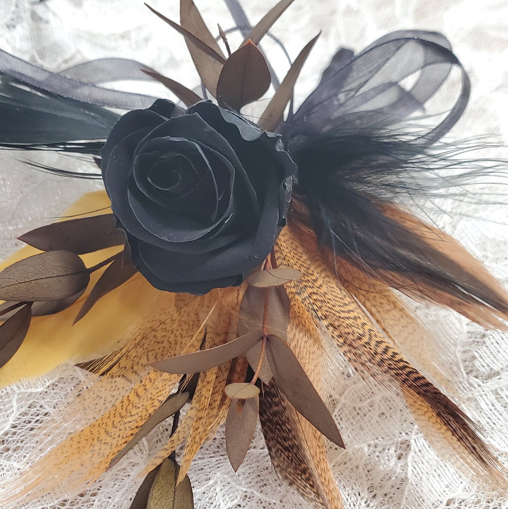 Black Preserved Rose Boutonniere: Wedding Prom Corsage