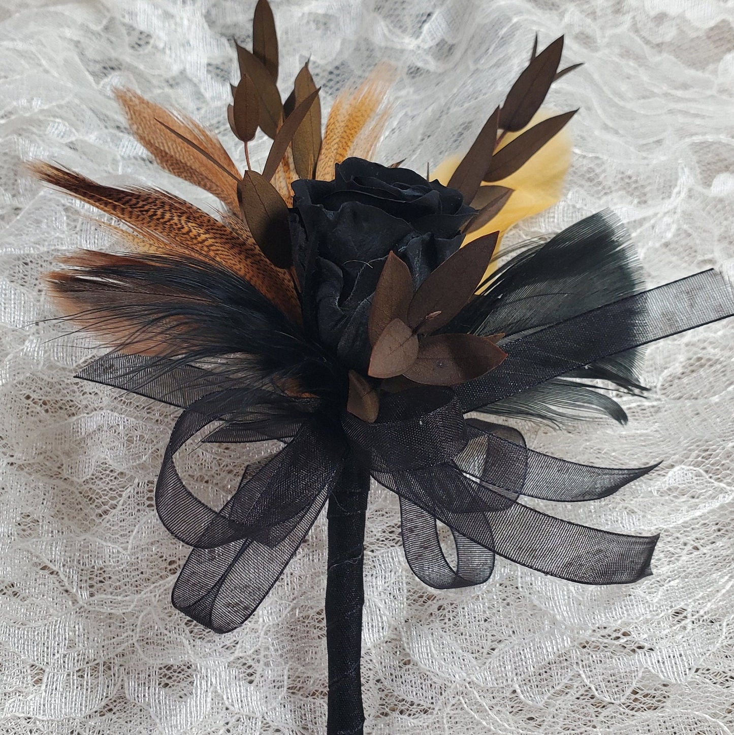 Black Preserved Rose Boutonniere: Wedding Prom Corsage