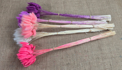 Purple Dried Bunny Tail Grass Stems: Boho Wedding Decor