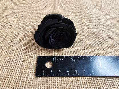 6 Black Preserved Roses: Large Floral Wedding Decor