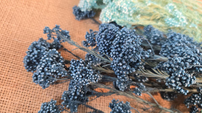 Blue Preserved Rice Flower: Dried Wedding Bouquet Filler (19-20" Tall)