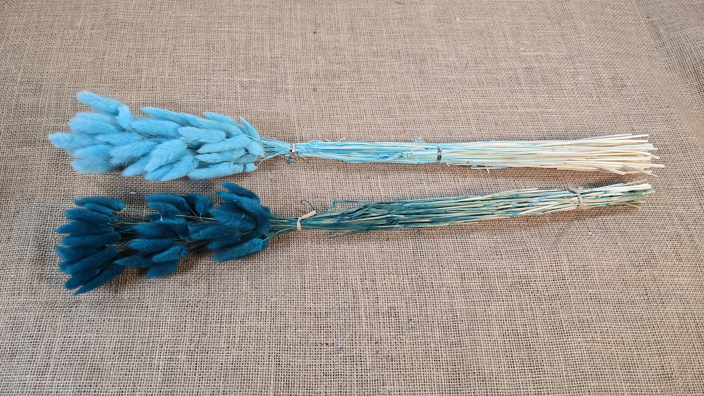 60 Blue Dried Bunny Tail Grass Stems: Boho Wedding Decor