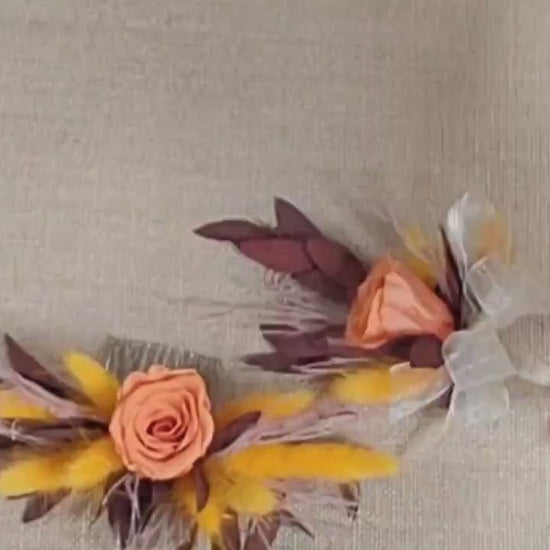 Dried Flower Hair Comb: Rustic Fall Wedding Hair Accessory