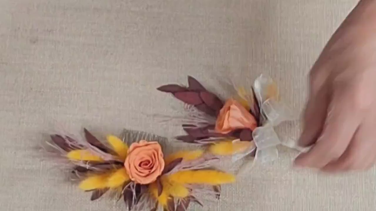 Dried Flower Hair Comb: Rustic Fall Wedding Hair Accessory