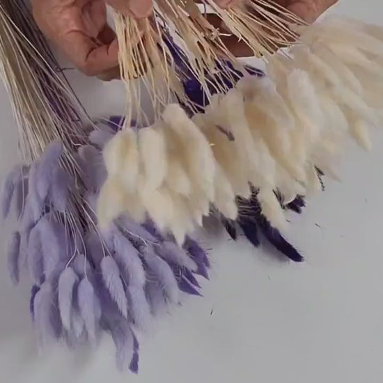 Purple Dried Bunny Tail Grass Stems: Boho Wedding Decor