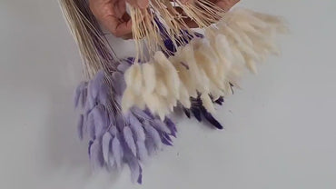 Purple Dried Bunny Tail Grass Stems: Boho Wedding Decor