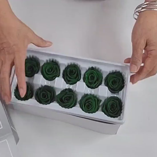 12 Dark Green Preserved Roses: DIY Floral Arrangements