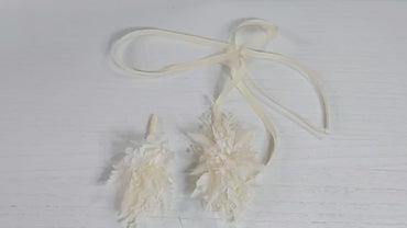 Rustic Dried Flower Wrist Corsage: Cream & White Wedding Accessory