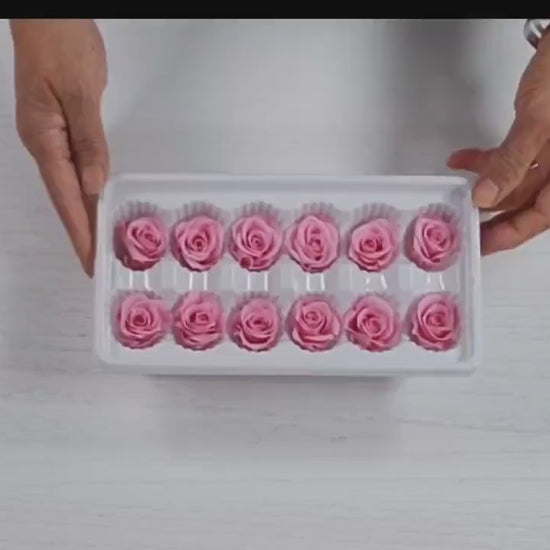 12 Hot Pink Preserved Rose Heads: DIY Wedding & Home Decor