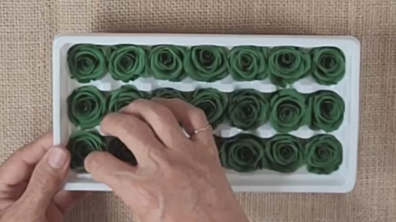 Dark Green Preserved Roses: Wedding & Prom Bouquet (21 Pack)