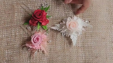 Preserved Rose Hair Pins: Dried Floral Wedding Hair Accessories