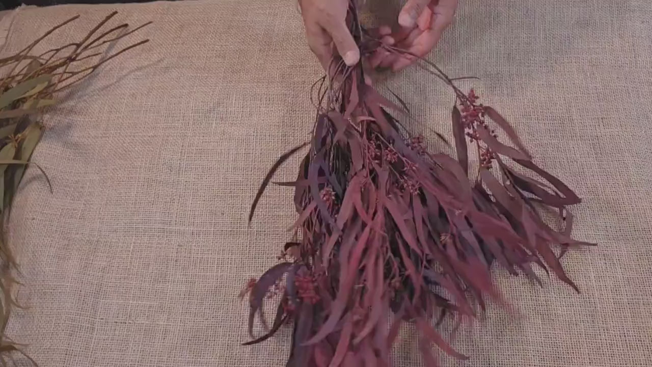 Red Preserved Eucalyptus & Willow Leaves: Rustic Home Decor