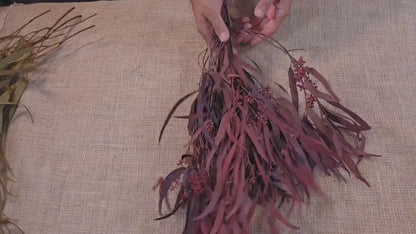 Red Preserved Eucalyptus & Willow Leaves: Rustic Home Decor