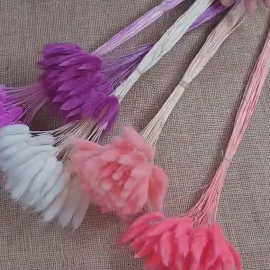 Purple Dried Bunny Tail Grass Stems: Boho Wedding Decor