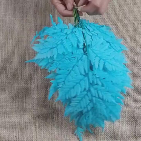 Preserved Leather Leaf Fern: Teal Floral Decor, 10 Stems