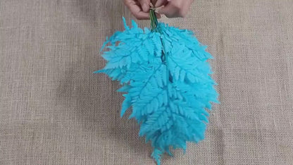 Preserved Leather Leaf Fern: Teal Floral Decor, 10 Stems