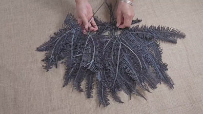 Black Preserved Mountain Fern Leaf: Floral Arrangement, Home Decor (10 Pack)
