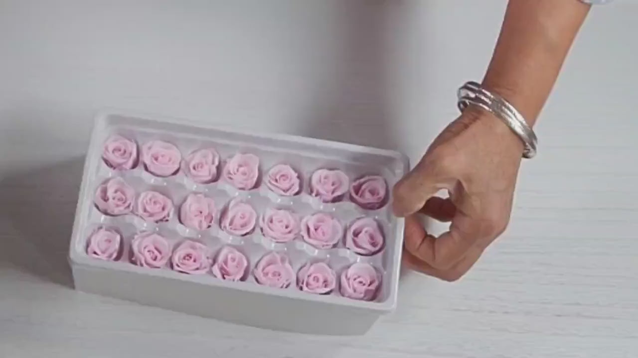 Preserved Roses - Natural Light  Pink -  For Prom, Christmas, Wedding - Dried Roses For Bouquet - Eternity Roses - Forever Roses - 21 Pack,