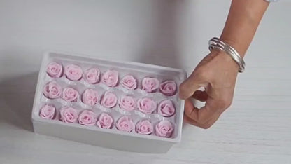 Preserved Roses - Natural Light  Pink -  For Prom, Christmas, Wedding - Dried Roses For Bouquet - Eternity Roses - Forever Roses - 21 Pack,