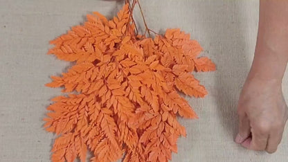 Preserved Fern, orange Leather Leaf, 10 Stems Preserved Soft and Whispy Wedding Ferns-Tree Fern - Orange Ferns-Floral Décor