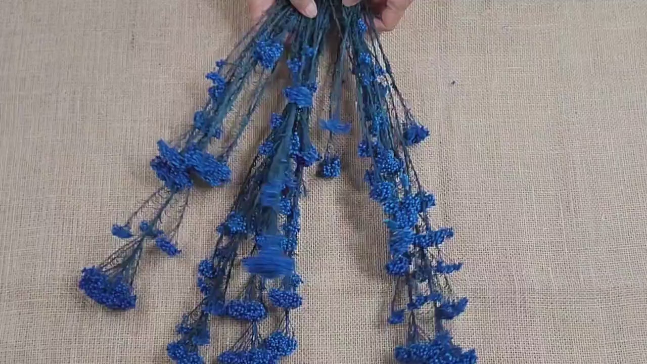 Royal Blue Preserved Rice Flower: Wedding Bouquet Filler (19-20" Tall)