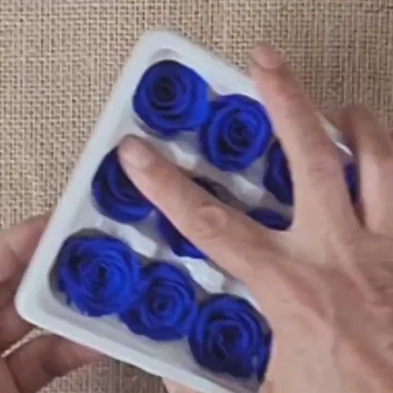 Blue Preserved Roses: Wedding Bouquet, Prom Decor - 21 Pack