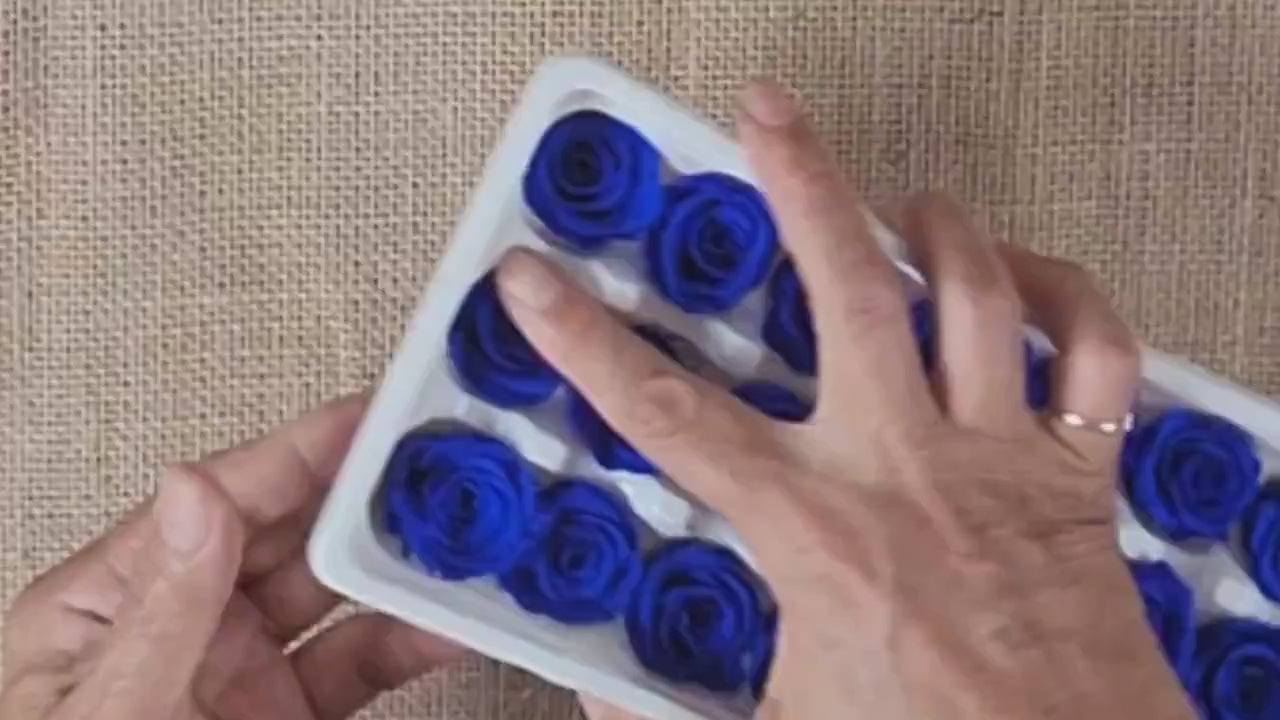 Blue Preserved Roses: Wedding Bouquet, Prom Decor - 21 Pack