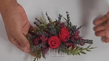 Preserved Rose Lavender Hair Comb: Boho Bridal Hair Accessory